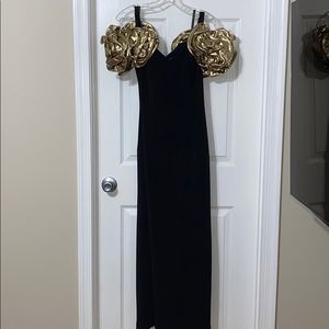Black and gold evening dress